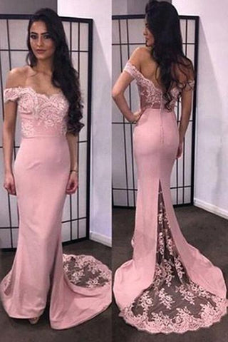 Decent Mermaid Off shoulder Sweetheart Long Prom Dress with Sweep Train