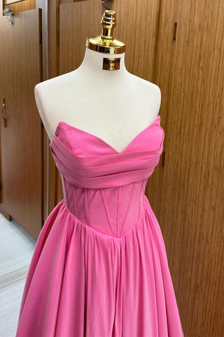 Trägerloses, langes A-Linien-Ballkleid mit Schnürung