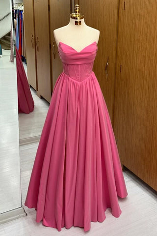 Trägerloses, langes A-Linien-Ballkleid mit Schnürung
