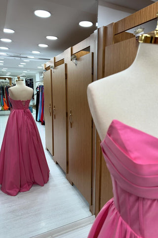 Trägerloses, langes A-Linien-Ballkleid mit Schnürung