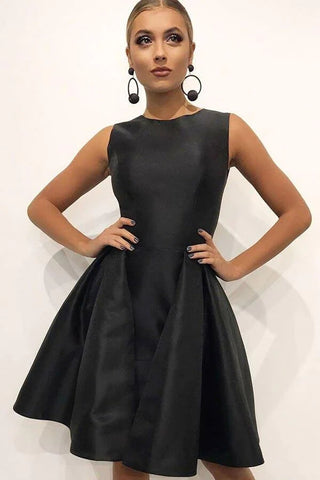 A-line Round Neck Pleated Homecoming Dresses, Short Prom Dress