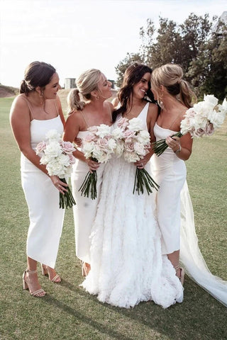 Sheath Square Neck Short Bridesmaid Dresses, Cheap Bridesmaid Dresses