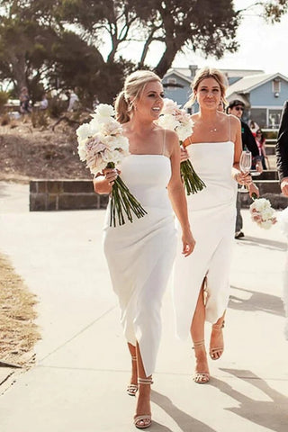 Sheath Square Neck Short Bridesmaid Dresses, Cheap Bridesmaid Dresses