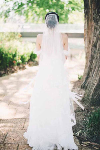 Simple Chiffon Off-the-Shoulder Beach Wedding Dresses, Bridal Dresses