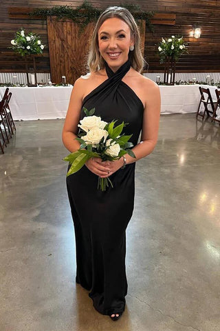 Simple Halter Floor Length Bridesmaid Dresses, Wedding Party Dress