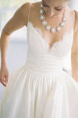 Einfache Taft A-Linie Spaghettiträger Strand Brautkleider, Brautkleid,