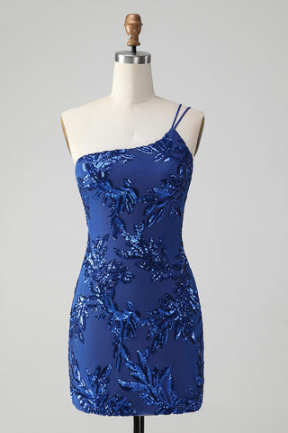Sparkly One Shoulder Sequins Bodycon Short Homecoming Dress