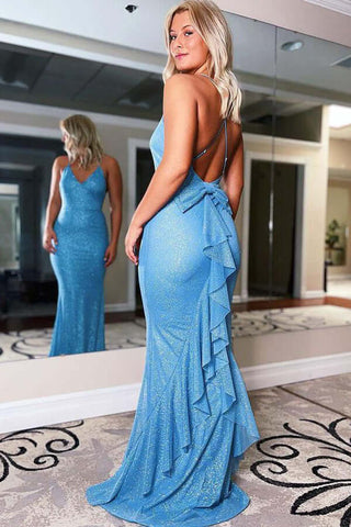 Meerjungfrau V-Ausschnitt Spaghettiträger Ballkleid, Partykleid
