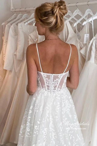 Tulle A-line Sweetheart Lace Wedding Dresses With Detachable Sleeves