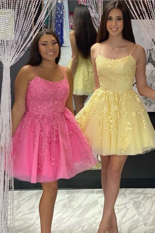 Lavender A-line Tulle Lace Appliques Homecoming Dresses, Short Prom Dress
