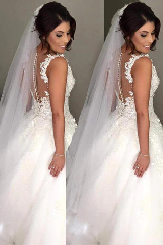 Tüll Ballkleid V-Ausschnitt Sweep Zug Brautkleider, Brautkleid