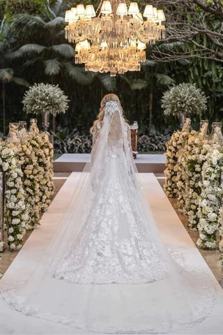Tulle Lace A-line Wedding Dresses With Court Train, Wedding Gowns