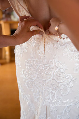 Tulle Mermaid Sweetheart Vintage Wedding Dresses With Lace Appliques
