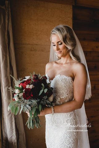 Tulle Mermaid Sweetheart Vintage Wedding Dresses With Lace Appliques