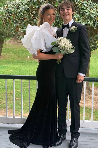 Mermaid V Neck Velvet Prom Dress with Slit