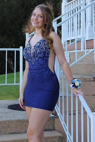 Stylish Spaghetti Straps Hot Pink Short Homecoming Dress with Beading