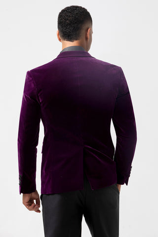 Dark Purpke Velvet Peak Lapel 2 Pieces Prom Men's Suits