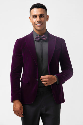 Dark Purpke Velvet Peak Lapel 2 Pieces Prom Men's Suits