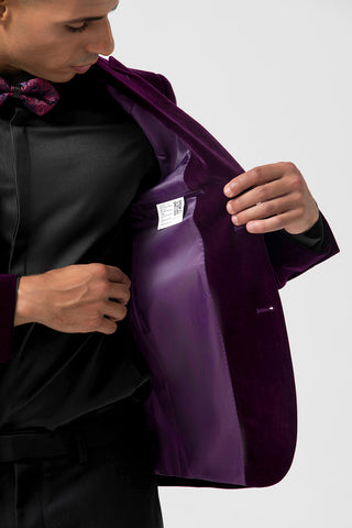 Dark Purpke Velvet Peak Lapel 2 Pieces Prom Men's Suits