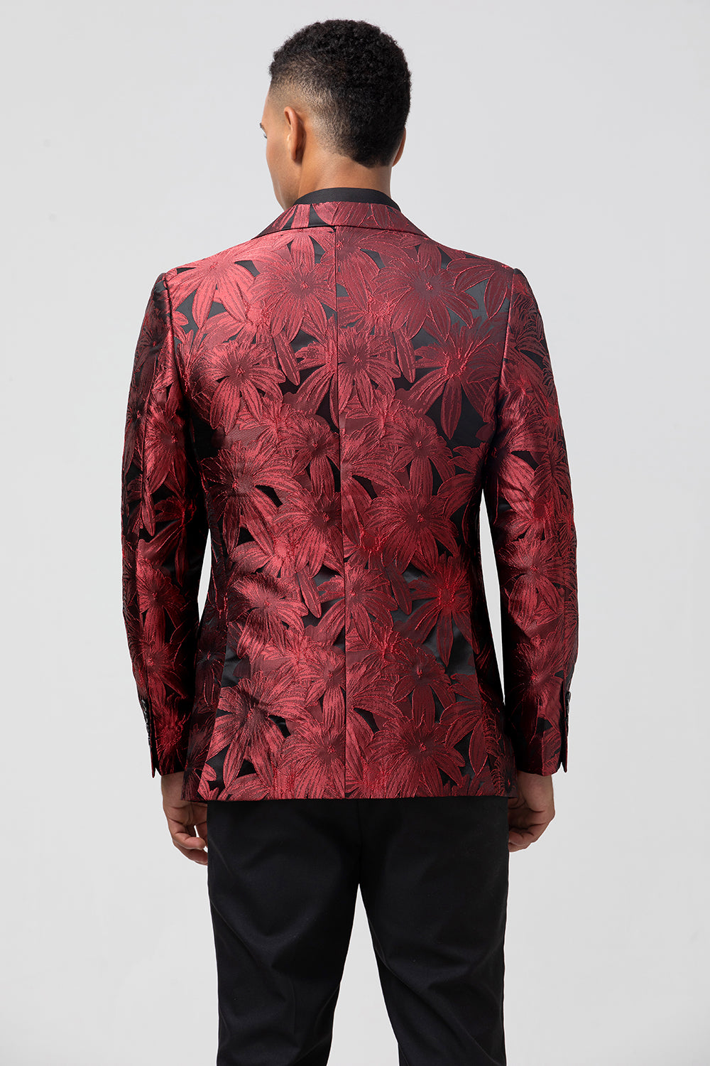  Red Jacquard Peak Lapel 2 Pieces Men's Prom Suits