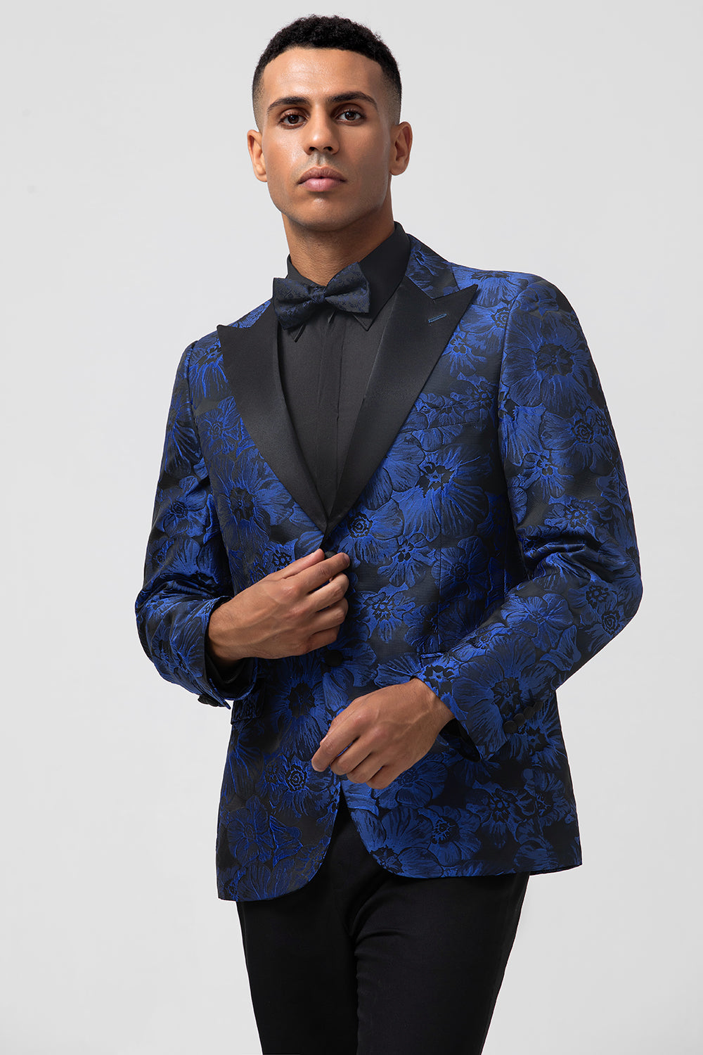 Royal Blue Shawl Lapel Jacquard 2 Pieces Prom Men's Suits