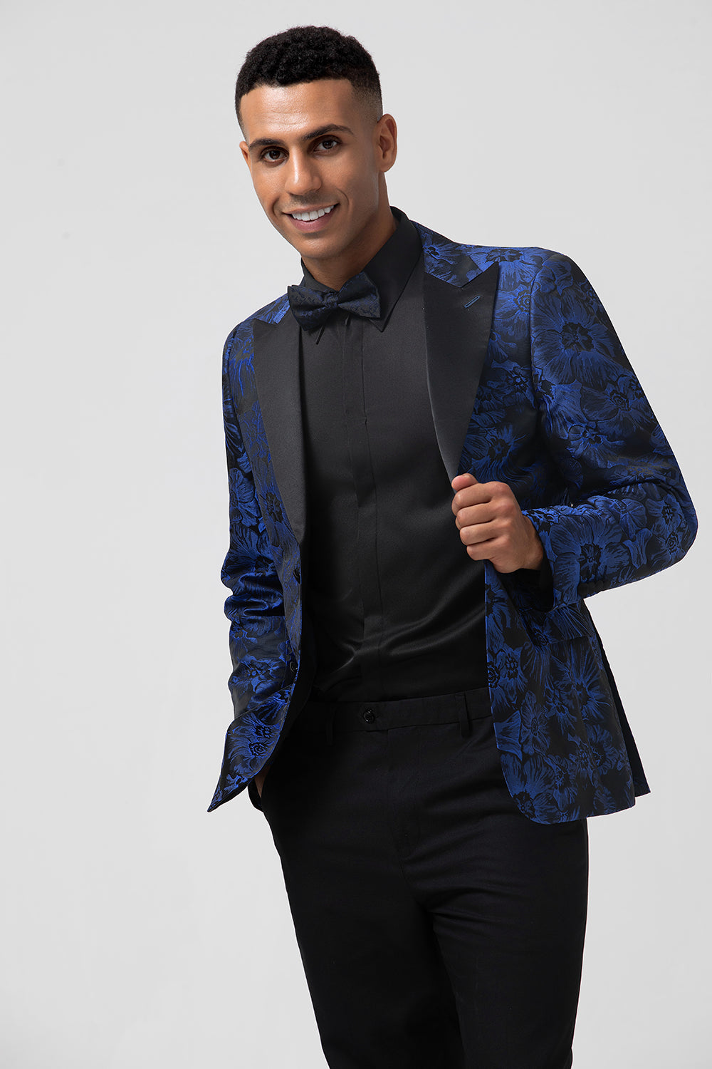 Royal Blue Shawl Lapel Jacquard 2 Pieces Prom Men's Suits