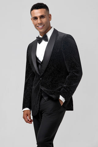 Black Shawl Lapel 3 Pieces Formal Prom Men's Suits