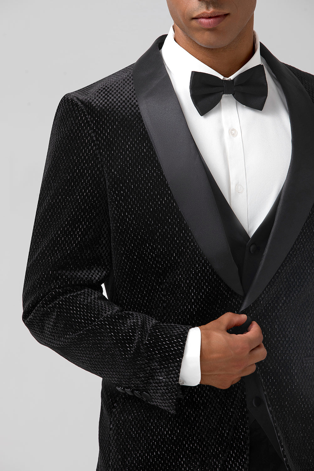 Black Shawl Lapel 3 Pieces Formal Prom Men's Suits