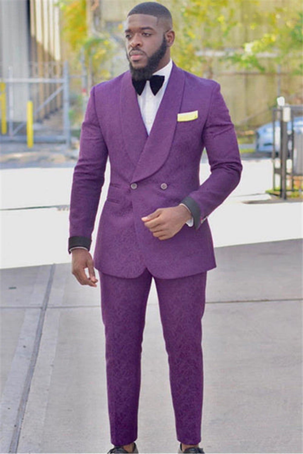 Purple Double Breasted 2 Pieces Shawl Lapels Men's Prom Suits