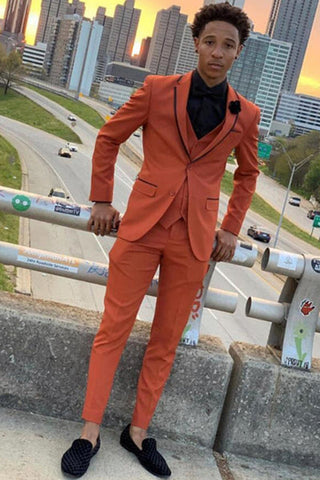Brown Slim Fit 3 Pieces Notch Lapels Men's Prom Suits