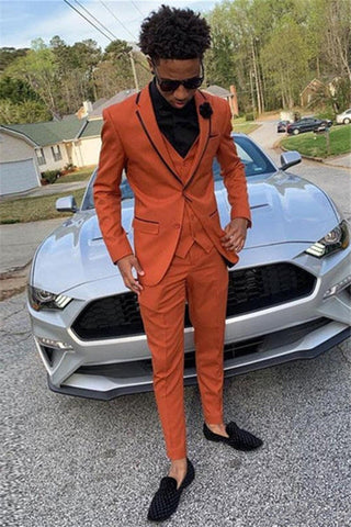 Brown Slim Fit 3 Pieces Notch Lapels Men's Prom Suits