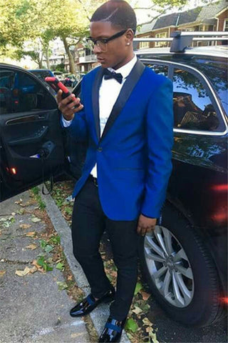Royal Blue Slim Fit 2 Pieces Notched Lapel Men's Prom Suits