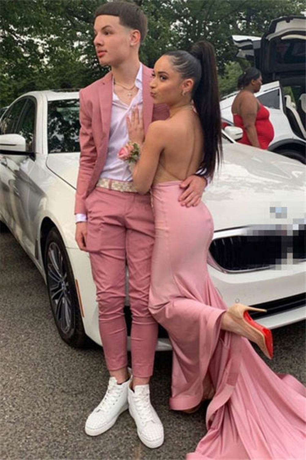 Pink Slim Fit 2 Pieces Notched Lapel Men's Prom Suits