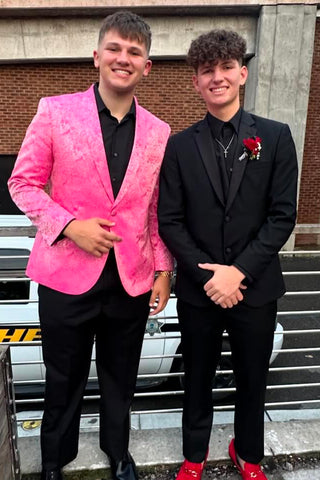 Pink Jacquard Shawl Lapel One Button 2 Pieces Men's Prom Suits 