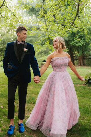 Dark Blue Velvet Shawl Lapel One Button 2 Pieces Men's Prom Suits 