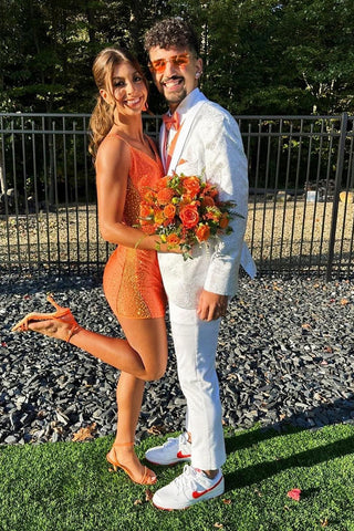 White Jacquard Shawl Lapel 2 Pieces Formal Men's Prom Suits 