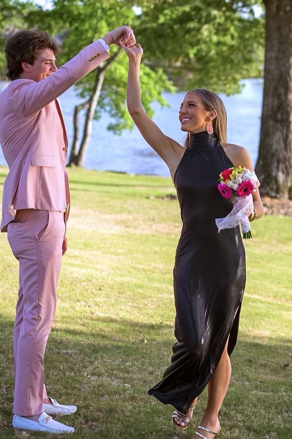 Light Pink Peak Lapel One Button 2 Pieces Formal Men's Prom Suits 