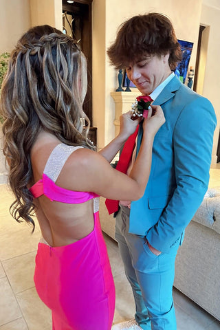Simple Light Blue Notched Lapel 2 Pieces Formal Men's Prom Suits 