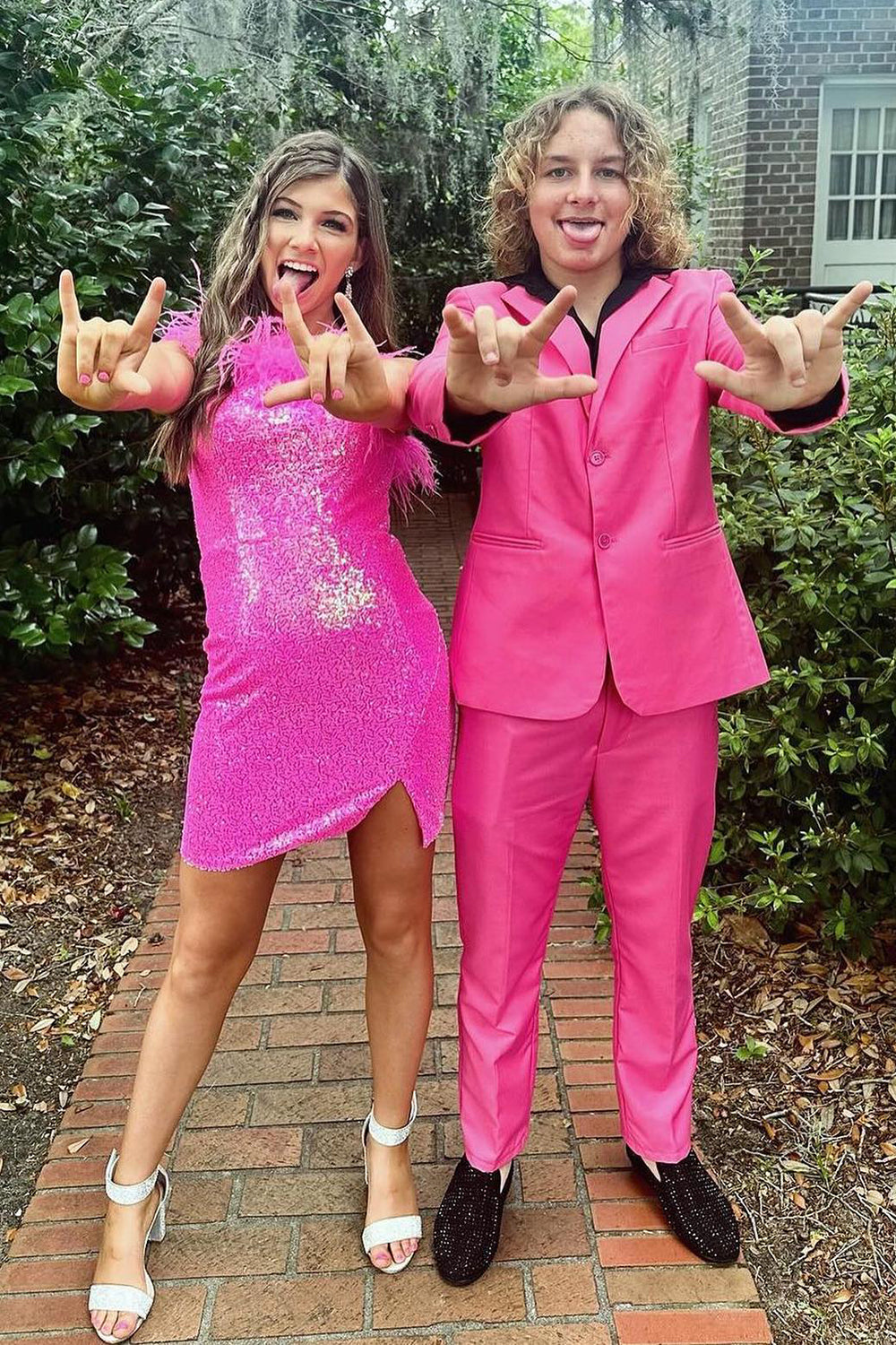 Hot Pink Notched Lapel 2 Pieces Men's Prom Suits 