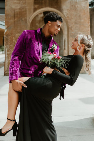 Purple Velvet Notched Lapel 2 Pieces Men's Prom Suits 