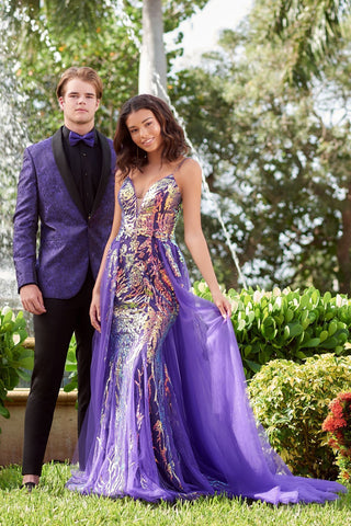 Purple Jacquard Shawl Lapel 2 Pieces Men's Prom Suits 
