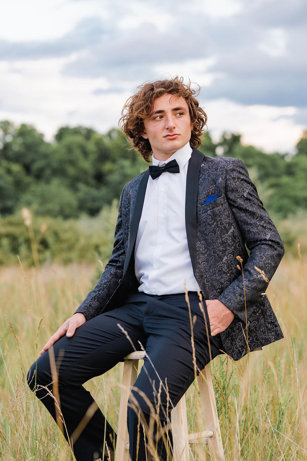 Black Jacquard Shawl Lapel 2 Pieces Formal Men's Prom Suits 