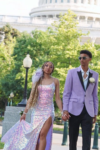 Light Purple Peak Lapel Single Breasted 2 Pieces Men's Prom Suits 