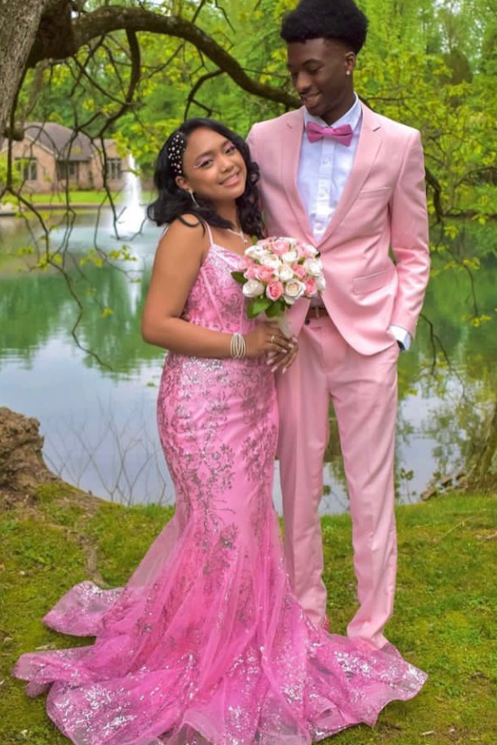 Light Pink Notched Lapel One Button 2 Pieces Men's Prom Suits 