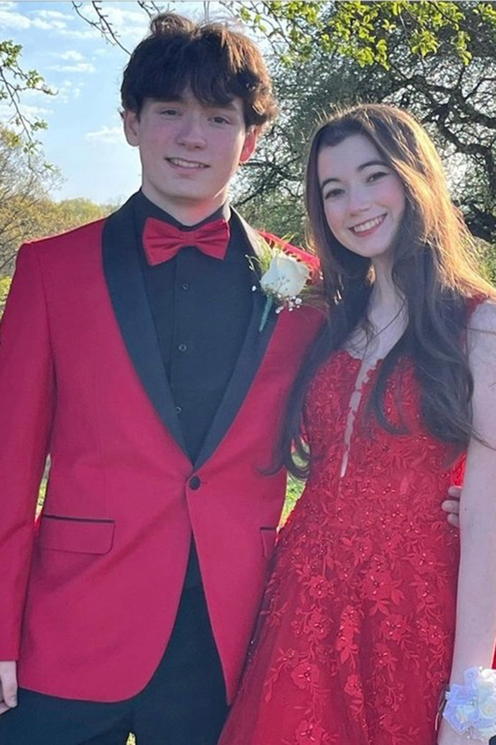 Red Shawl Lapel One Button 2 Pieces Formal Men's Prom Suits 