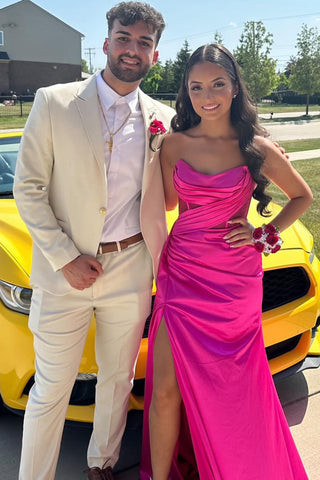 Classic White Peak Lapel One Button 2 Pieces Formal Men's Prom Suits 