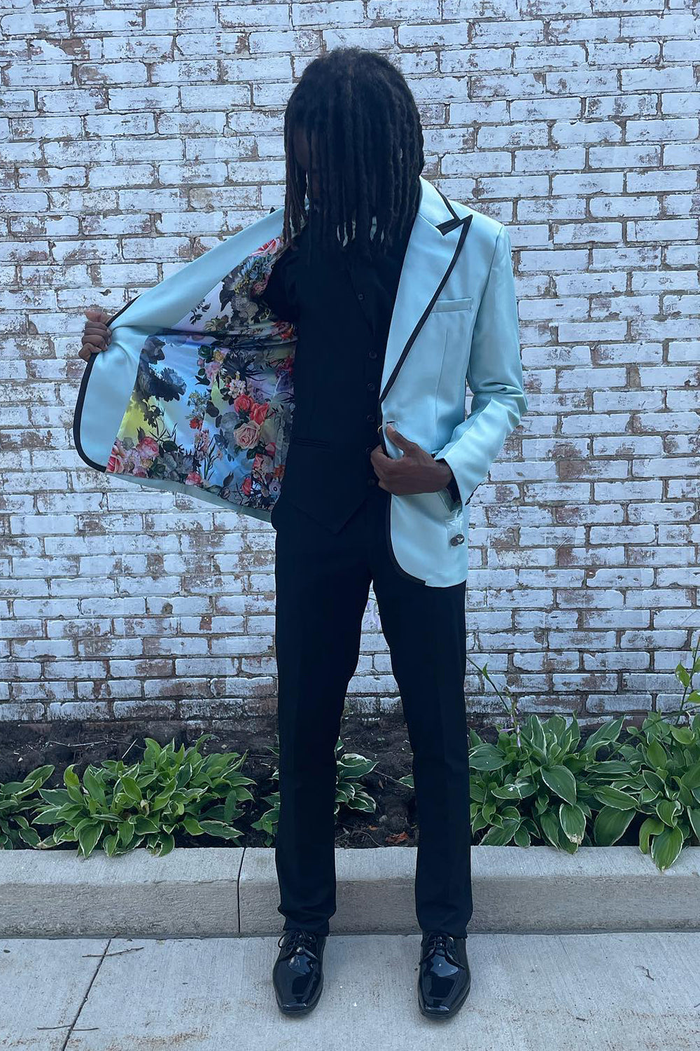 White Peak Lapel Black Edge 2 Pieces Men's Prom Suits 