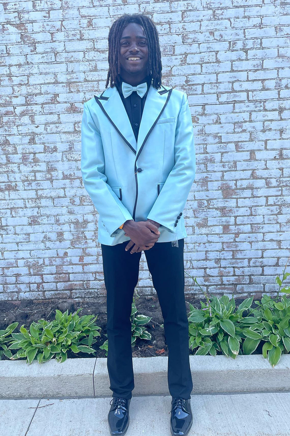 White Peak Lapel Black Edge 2 Pieces Men's Prom Suits 