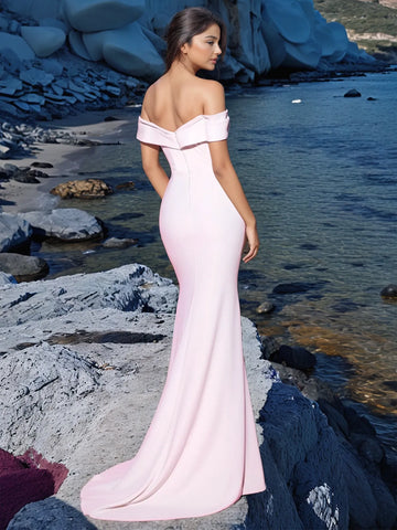 Off Shoulder Satin Mermaid Wedding Dress