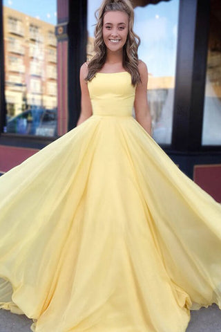Chiffon A-Linie Spaghettiträger Lange Ballkleider, Abendkleid